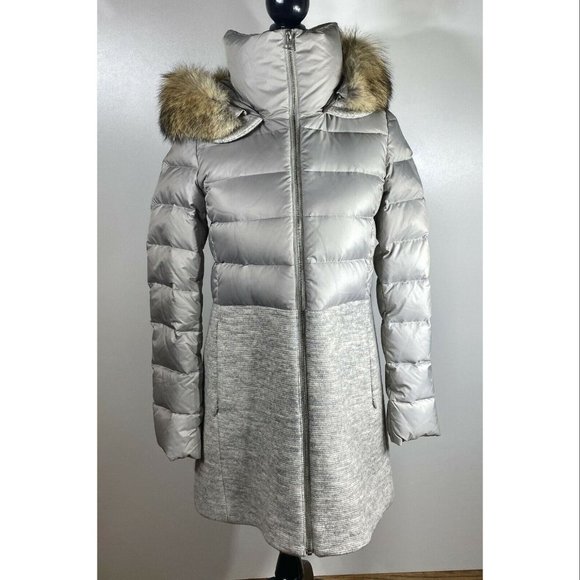 Soia & Kyo Valery-C Mixed Media Coat, Light Grey-Coyote Fur Ruff, Women's Size S - Picture 5 of 9
